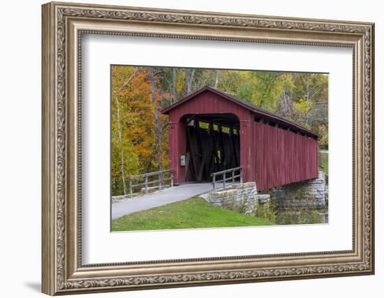 Cataract Covered Bridge over Mill Creek at Lieber, Indiana-Chuck Haney-Framed Photographic Print