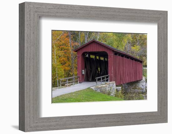 Cataract Covered Bridge over Mill Creek at Lieber, Indiana-Chuck Haney-Framed Photographic Print