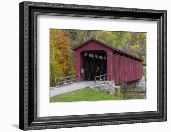 Cataract Covered Bridge over Mill Creek at Lieber, Indiana-Chuck Haney-Framed Photographic Print