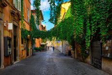 Old Street at in Trastevere, Rome, Italy. Trastevere is Rione of Rome, on the West Bank of the Tibe-Catarina Belova-Framed Photographic Print