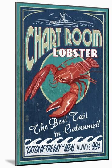 Cataumet, Cape Cod, Massachusetts - Chart Room Lobster-Lantern Press-Mounted Art Print