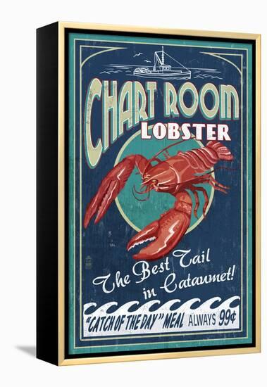 Cataumet, Cape Cod, Massachusetts - Chart Room Lobster-Lantern Press-Framed Stretched Canvas