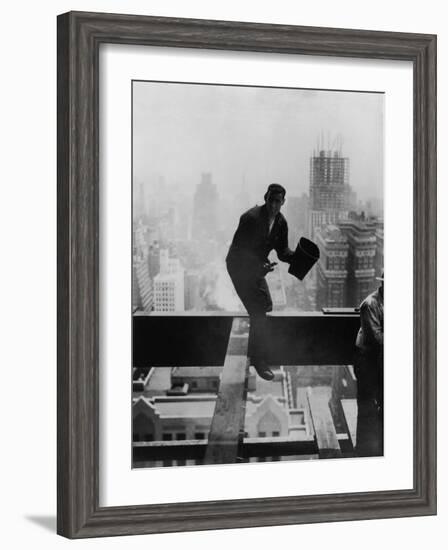 Catcher Astraddle Beams During Skyscraper Construction-Arthur Gerlach-Framed Photographic Print