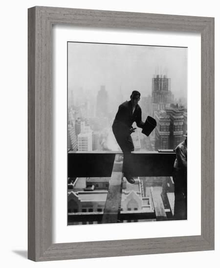 Catcher Astraddle Beams During Skyscraper Construction-Arthur Gerlach-Framed Photographic Print