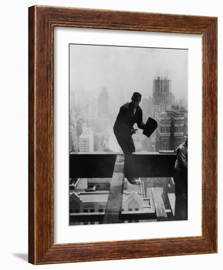 Catcher Astraddle Beams During Skyscraper Construction-Arthur Gerlach-Framed Photographic Print