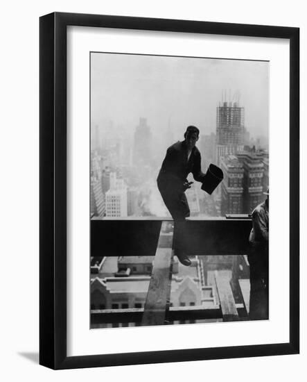 Catcher Astraddle Beams During Skyscraper Construction-Arthur Gerlach-Framed Photographic Print