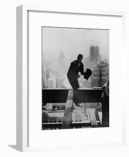 Catcher Astraddle Beams During Skyscraper Construction-Arthur Gerlach-Framed Photographic Print