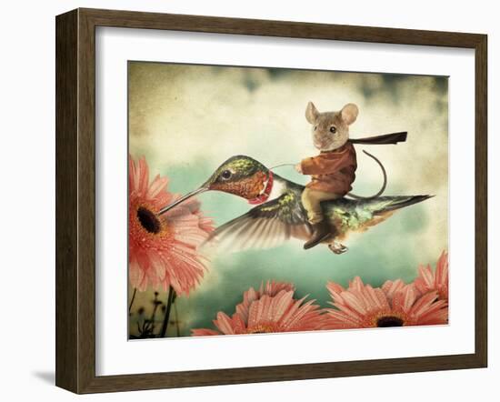 Catching A Ride On A Hummingbird's Back-J Hovenstine Studios-Framed Giclee Print