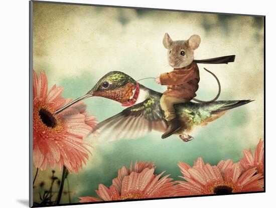 Catching A Ride On A Hummingbird's Back-J Hovenstine Studios-Mounted Giclee Print