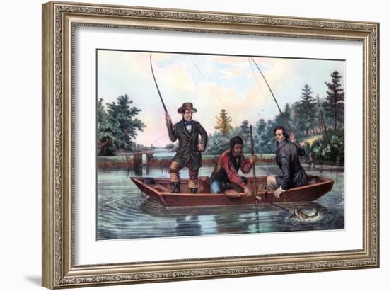 Catching a Trout, 1854-Currier & Ives-Framed Giclee Print