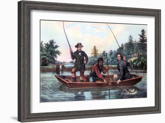 Catching a Trout, 1854-Currier & Ives-Framed Giclee Print