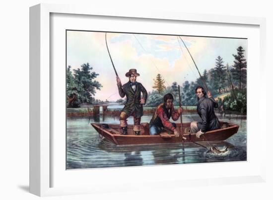 Catching a Trout, 1854-Currier & Ives-Framed Giclee Print