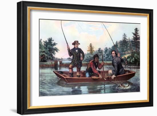 Catching a Trout, 1854-Currier & Ives-Framed Giclee Print