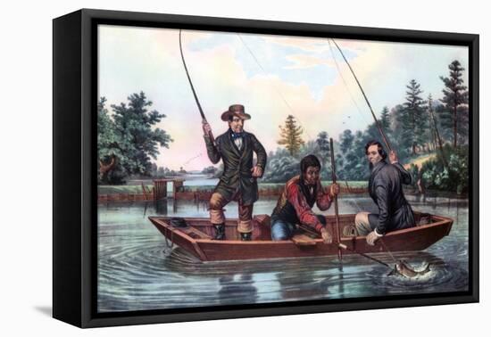 Catching a Trout, 1854-Currier & Ives-Framed Premier Image Canvas