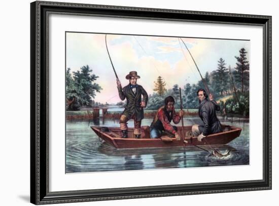 Catching a Trout, 1854-Currier & Ives-Framed Giclee Print