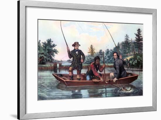 Catching a Trout, 1854-Currier & Ives-Framed Giclee Print
