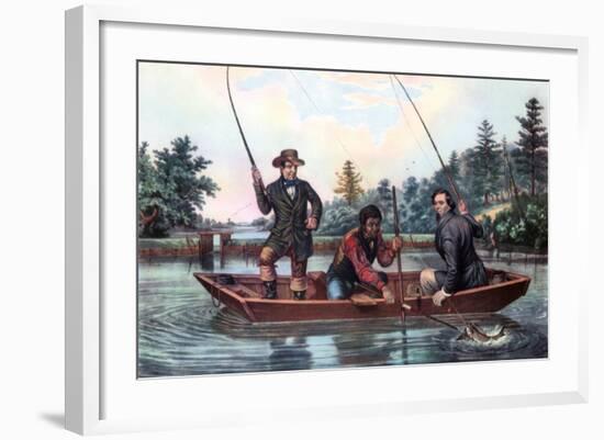 Catching a Trout, 1854-Currier & Ives-Framed Giclee Print