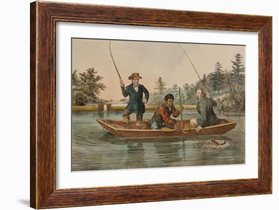 Catching a Trout, We Hab You Now, Sar!, 1854, Published by Nathaniel Currier-Mary Cassatt-Framed Giclee Print