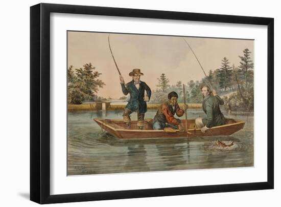 Catching a Trout, We Hab You Now, Sar!, 1854, Published by Nathaniel Currier-Mary Cassatt-Framed Giclee Print