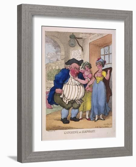 Catching an Elephant, 1812-Thomas Rowlandson-Framed Giclee Print