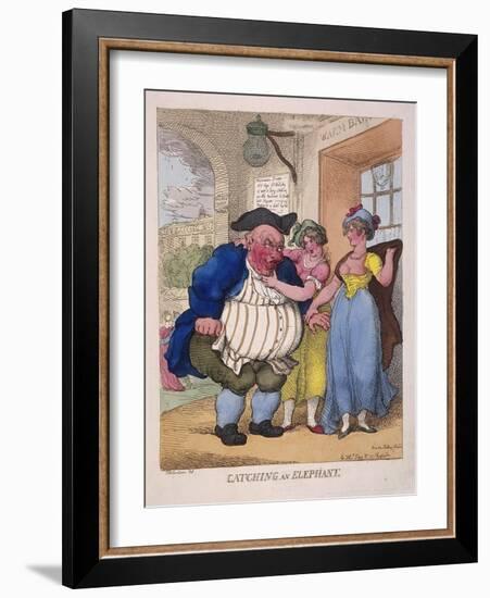 Catching an Elephant, 1812-Thomas Rowlandson-Framed Giclee Print