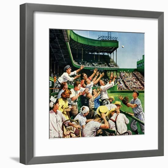 "Catching Home Run Ball", April 22, 1950-Stevan Dohanos-Framed Giclee Print