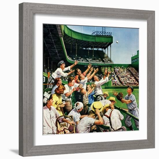 "Catching Home Run Ball", April 22, 1950-Stevan Dohanos-Framed Giclee Print