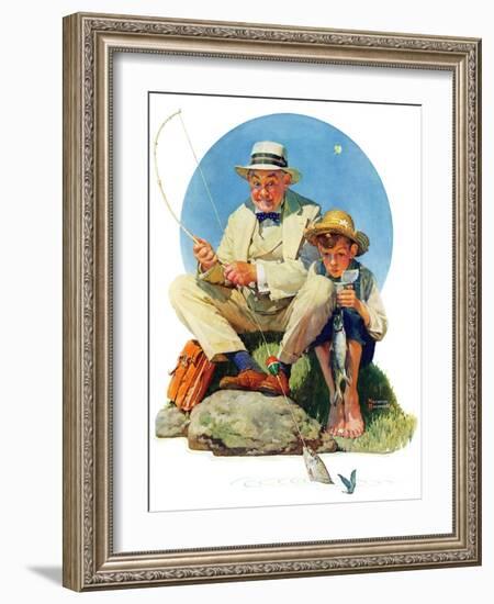 "Catching the Big One", August 3,1929-Norman Rockwell-Framed Premium Giclee Print