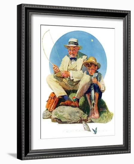 "Catching the Big One", August 3,1929-Norman Rockwell-Framed Giclee Print