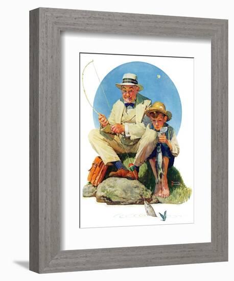 "Catching the Big One", August 3,1929-Norman Rockwell-Framed Giclee Print