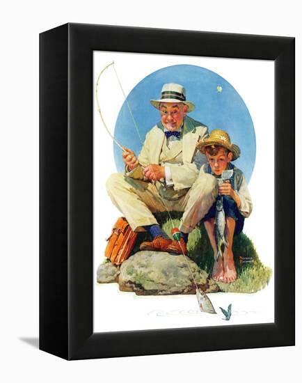 "Catching the Big One", August 3,1929-Norman Rockwell-Framed Premier Image Canvas