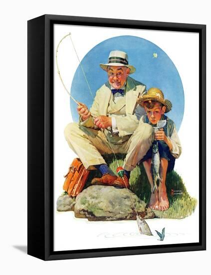 "Catching the Big One", August 3,1929-Norman Rockwell-Framed Premier Image Canvas