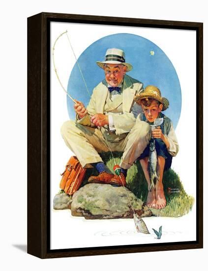 "Catching the Big One", August 3,1929-Norman Rockwell-Framed Premier Image Canvas