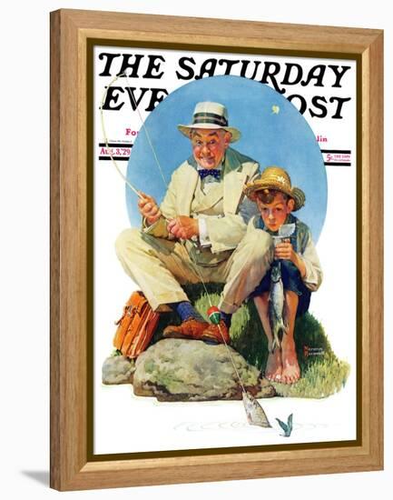 "Catching the Big One" Saturday Evening Post Cover, August 3,1929-Norman Rockwell-Framed Premier Image Canvas
