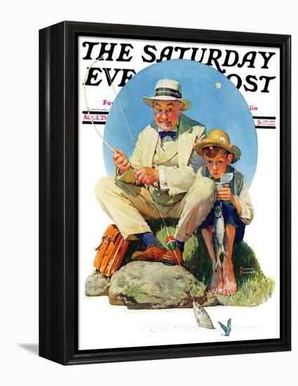 "Catching the Big One" Saturday Evening Post Cover, August 3,1929-Norman Rockwell-Framed Premier Image Canvas