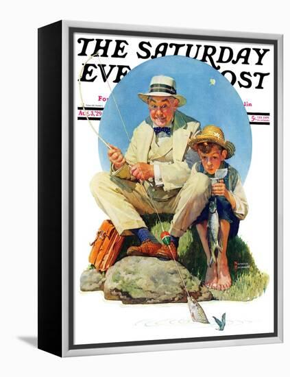 "Catching the Big One" Saturday Evening Post Cover, August 3,1929-Norman Rockwell-Framed Premier Image Canvas