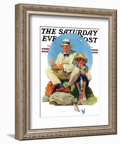 "Catching the Big One" Saturday Evening Post Cover, August 3,1929-Norman Rockwell-Framed Giclee Print