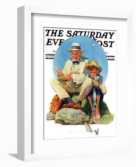 "Catching the Big One" Saturday Evening Post Cover, August 3,1929-Norman Rockwell-Framed Giclee Print