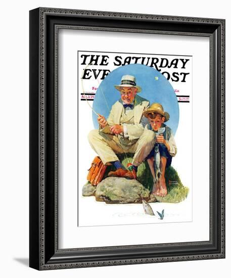 "Catching the Big One" Saturday Evening Post Cover, August 3,1929-Norman Rockwell-Framed Giclee Print