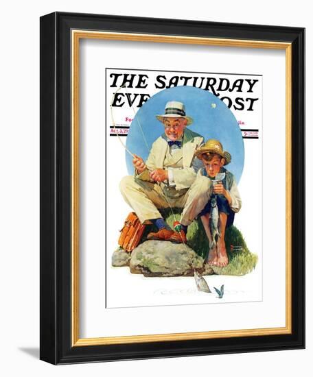 "Catching the Big One" Saturday Evening Post Cover, August 3,1929-Norman Rockwell-Framed Giclee Print