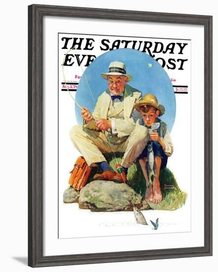 "Catching the Big One" Saturday Evening Post Cover, August 3,1929-Norman Rockwell-Framed Giclee Print