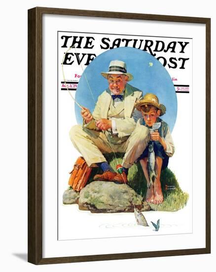 "Catching the Big One" Saturday Evening Post Cover, August 3,1929-Norman Rockwell-Framed Giclee Print