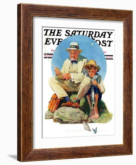 "Catching the Big One" Saturday Evening Post Cover, August 3,1929-Norman Rockwell-Framed Giclee Print