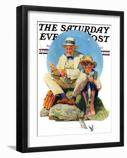 "Catching the Big One" Saturday Evening Post Cover, August 3,1929-Norman Rockwell-Framed Giclee Print