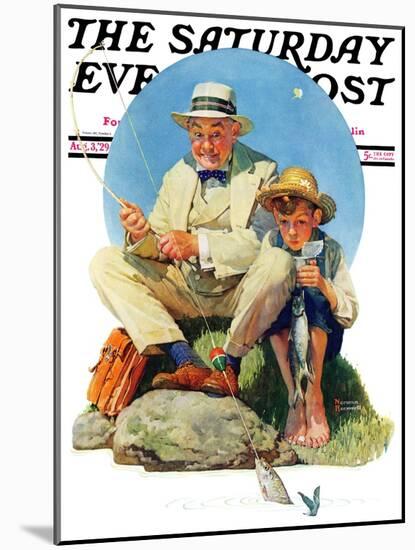 "Catching the Big One" Saturday Evening Post Cover, August 3,1929-Norman Rockwell-Mounted Giclee Print