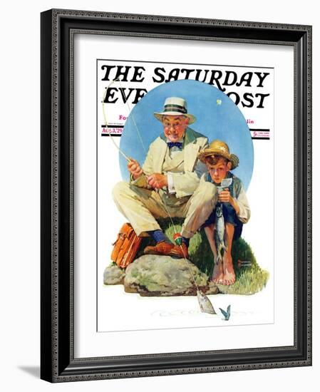 "Catching the Big One" Saturday Evening Post Cover, August 3,1929-Norman Rockwell-Framed Giclee Print