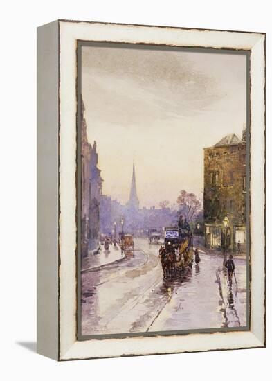 Catching the Tram in Nassau Street, Dublin-Rose Maynard Barton-Framed Premier Image Canvas