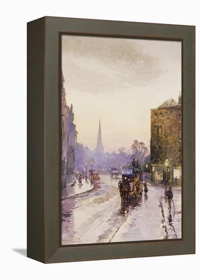 Catching the Tram in Nassau Street, Dublin-Rose Maynard Barton-Framed Premier Image Canvas