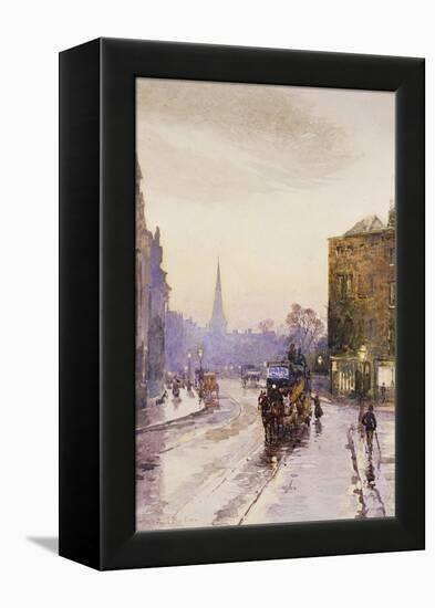 Catching the Tram in Nassau Street, Dublin-Rose Maynard Barton-Framed Premier Image Canvas