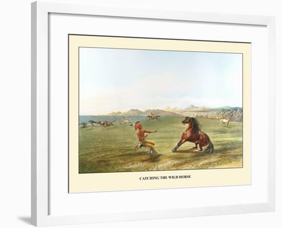 Catching The Wild Horse-George Catlin-Framed Art Print